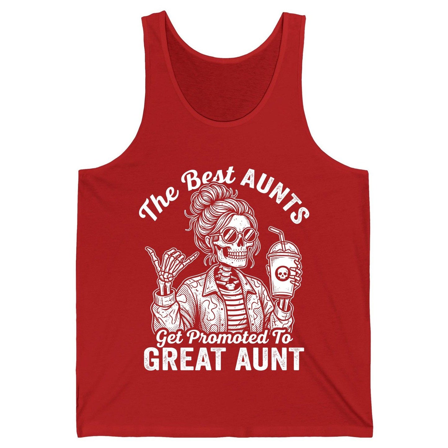 The Best Aunts Get Promoted to GREAT AUNT Funny Announcement Tank Top - product mockup - Red