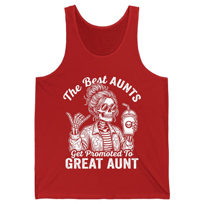 The Best Aunts Get Promoted to GREAT AUNT Funny Announcement Tank Top - product mockup - Red