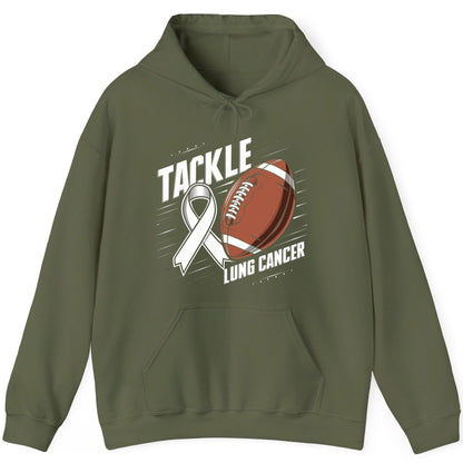 Tackle Lung Cancer lung cancer awareness Hoodie Military Green product mockup