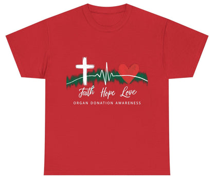 Faith Hope Love Organ Donation Awareness organ donation awareness Youth T-Shirt Red product mockup