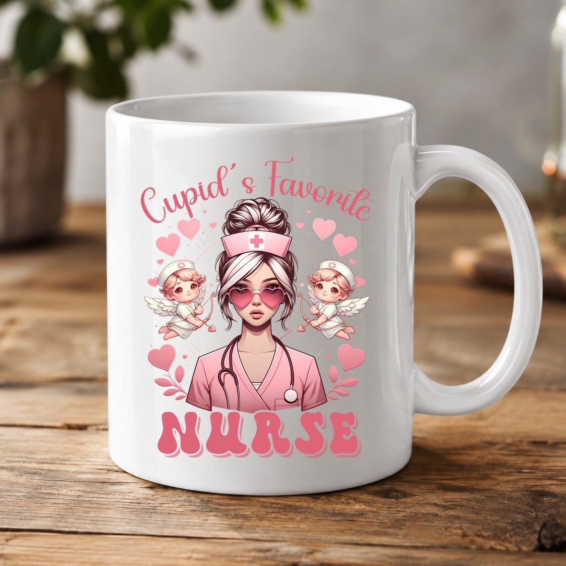 Cupid's Favorite Nurse nurse White Mug White product mockup