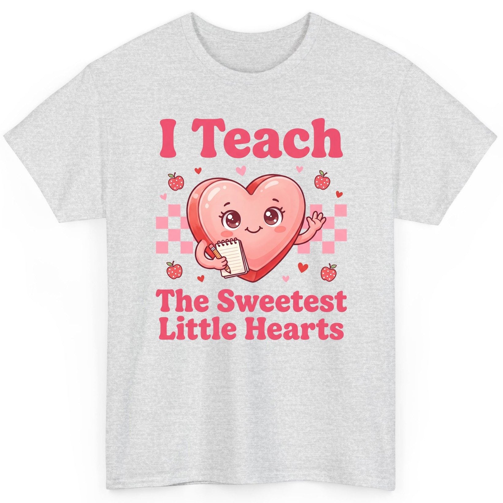 I Teach the Sweetest Little Hearts teacher T-Shirt Ash product mockup