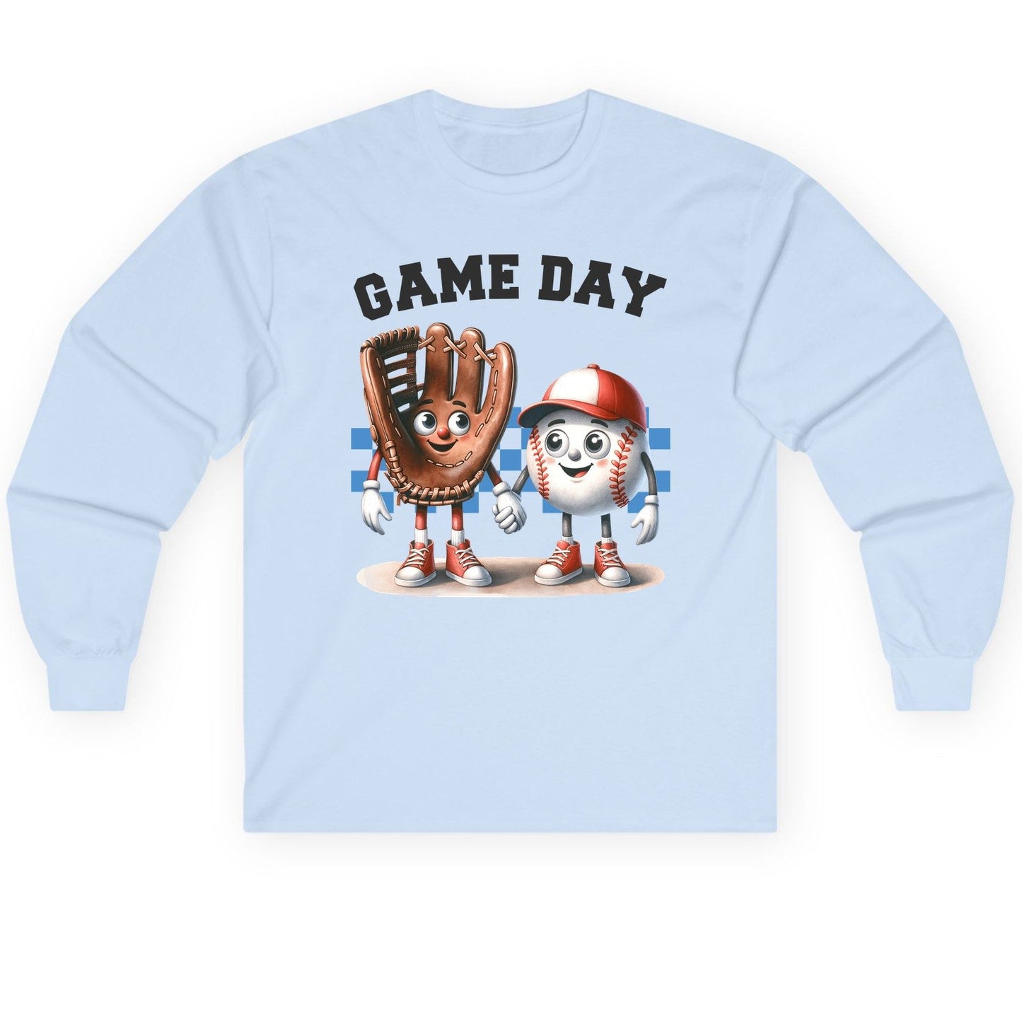 Game Day baseball Long Sleeve Tee Light Blue product mockup