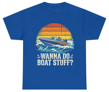WANNA DO BOAT STUFF Funny Boating Youth T-Shirt - product mockup - Royal