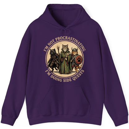 I'm Not Procrastinating I'm Doing Side Quests rpg cats Hoodie Purple product mockup