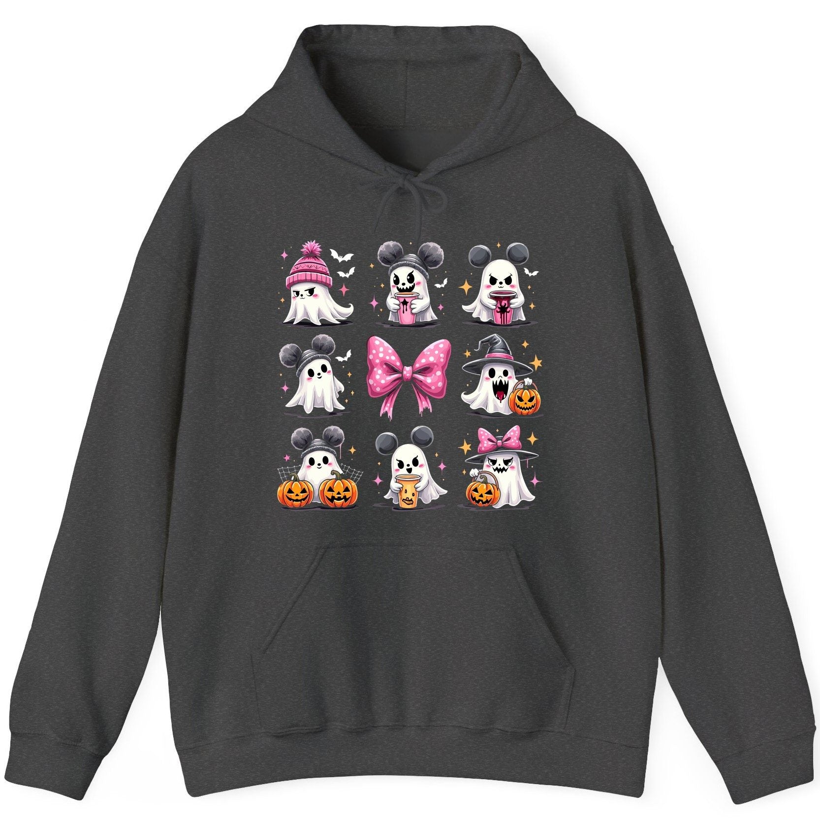 Cute Pink Halloween Ghosts Halloween ghosts Hoodie Dark Heather product mockup