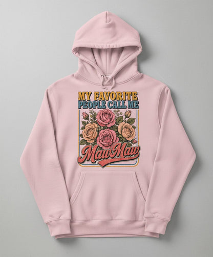 My Favorite People Call Me Maw-Maw Retro Grandma Hoodie - product mockup - Light Pink