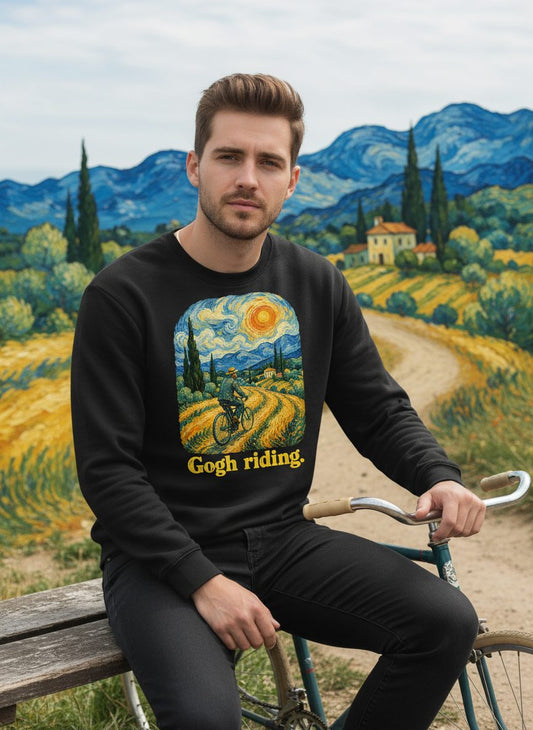 Gogh Riding van gogh parody Sweatshirt Black lifestyle mockup