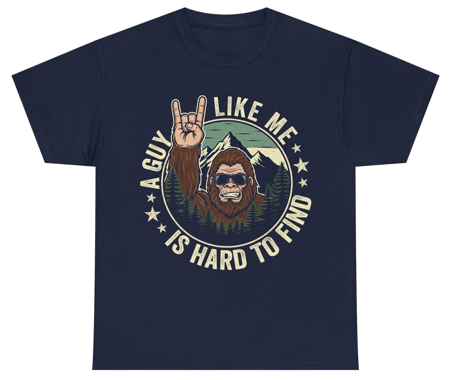 A Guy Like Me Is Hard to Find bigfoot Youth T-Shirt Navy product mockup