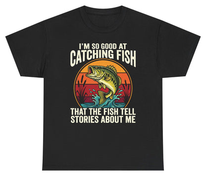 I'm So Good at Catching Fish That the Fish Tell Stories About Me fishing Youth T-Shirt Black product mockup