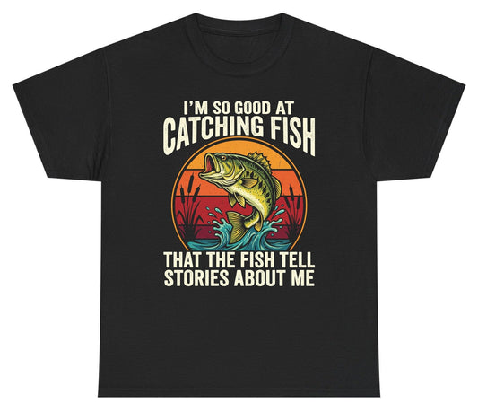 I'm So Good at Catching Fish That the Fish Tell Stories About Me fishing Youth T-Shirt Black product mockup