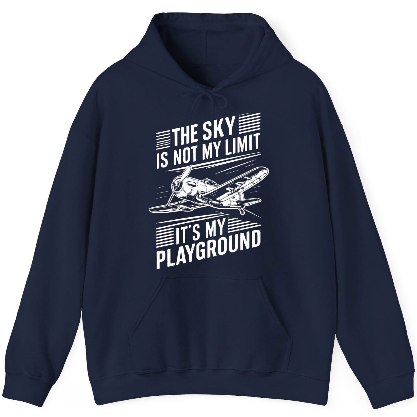 The Sky Is Not My Limit It's My Playground vintage airplane Hoodie Navy product mockup