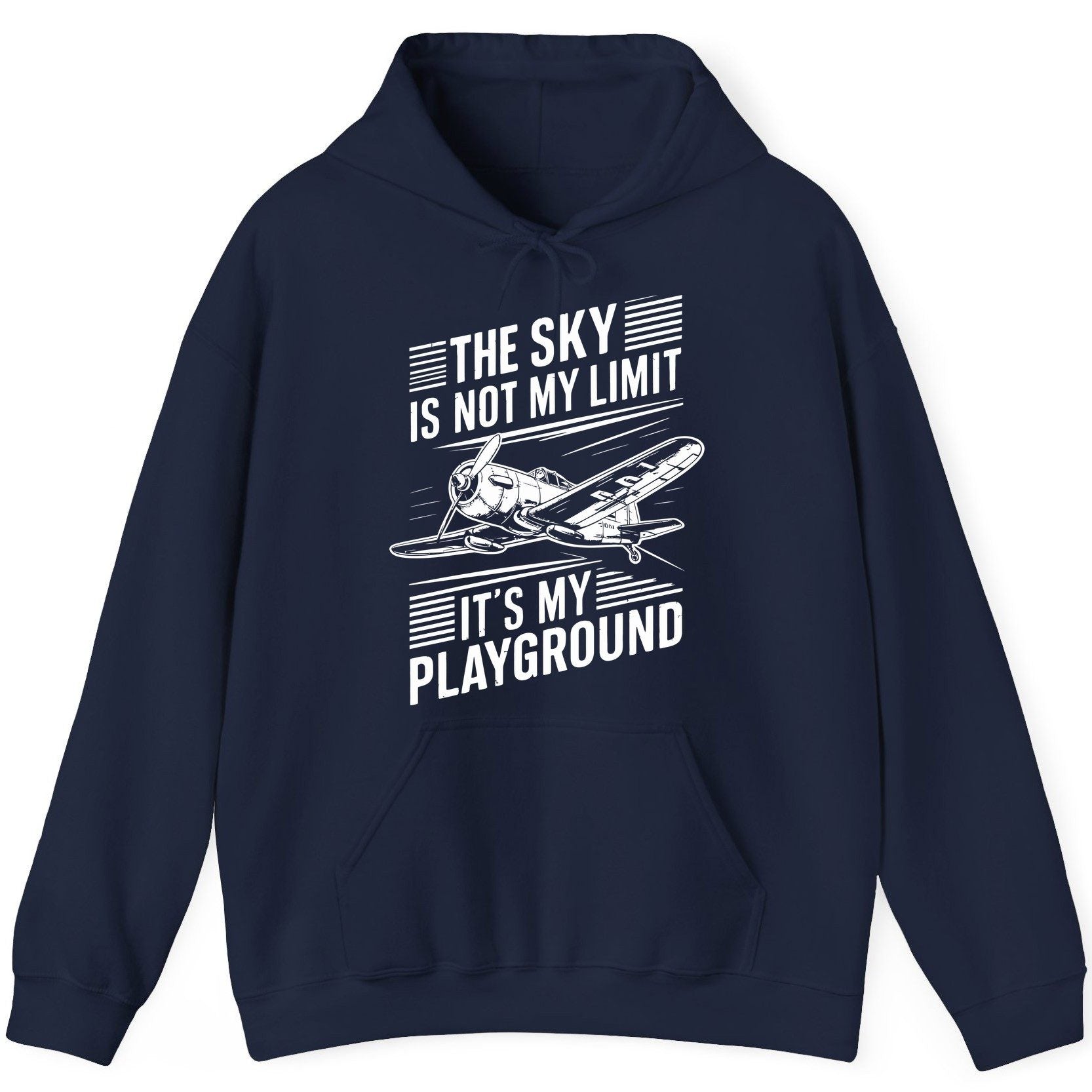 The Sky Is Not My Limit It's My Playground vintage airplane Hoodie Navy product mockup
