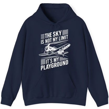 The Sky Is Not My Limit It's My Playground vintage airplane Hoodie Navy product mockup