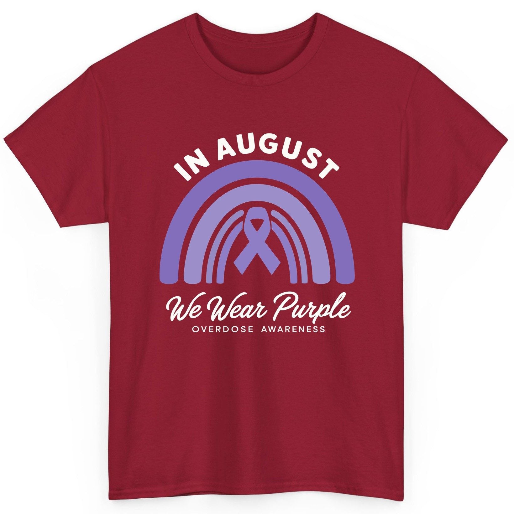 In August We Wear Purple Overdose Awareness overdose awareness T-Shirt Cardinal Red product mockup