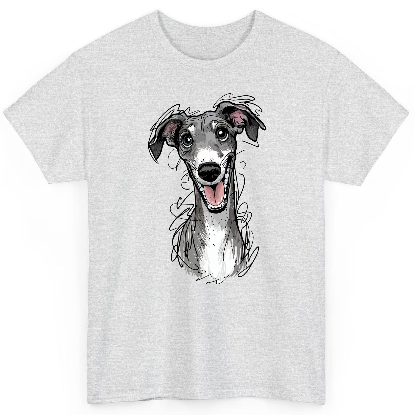 Smiling Greyhound Caricature greyhound T-Shirt Ash product mockup