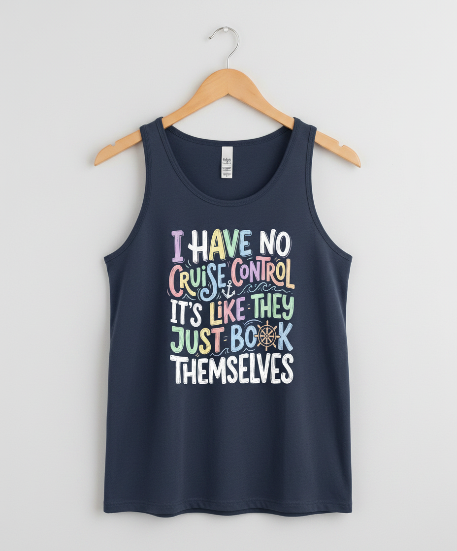 I Have No Cruise Control Funny Cruise Saying Tank Top - Navy