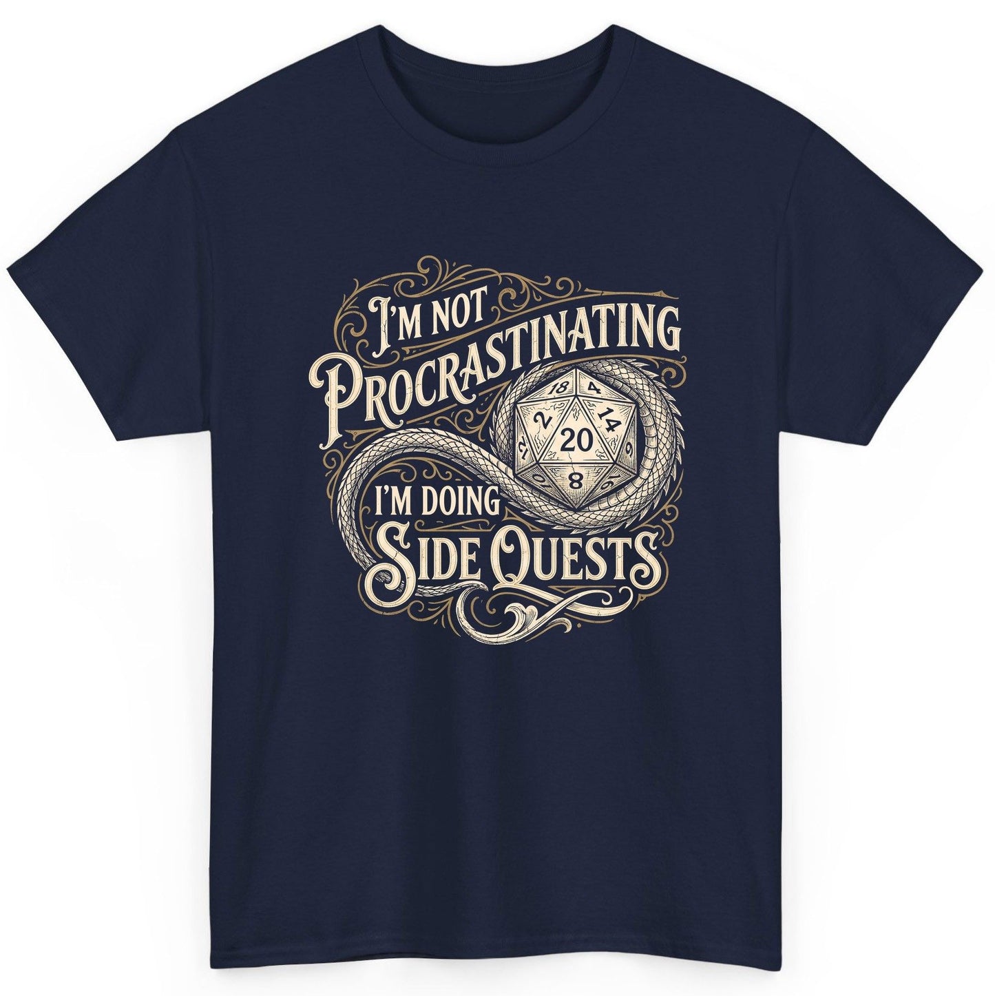 I'm Not Procrastinating I'm Doing Side Quests rpg gaming T-Shirt Navy product mockup