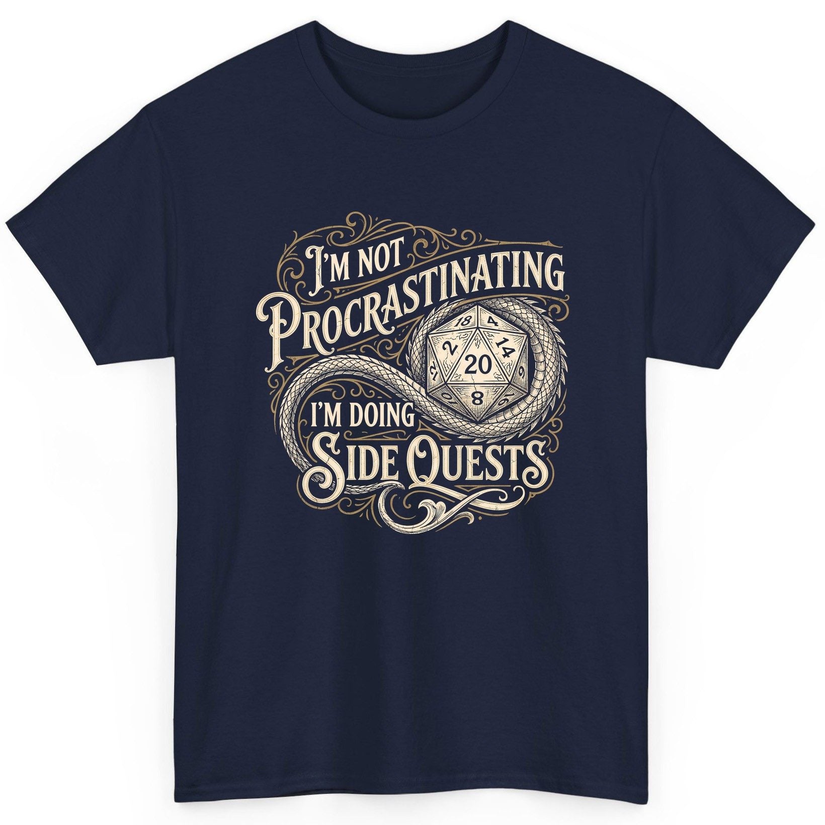 I'm Not Procrastinating I'm Doing Side Quests rpg gaming T-Shirt Navy product mockup