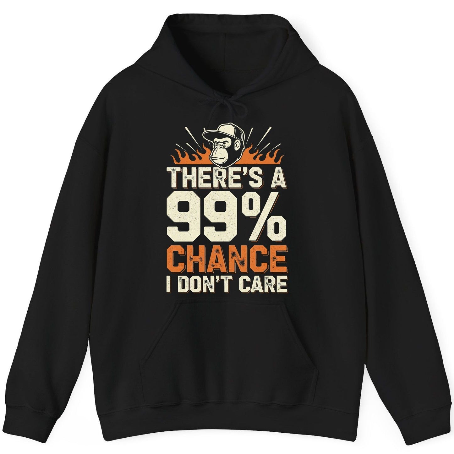 There's a 99% Chance I Don't Care sarcastic monkey Hoodie Black product mockup