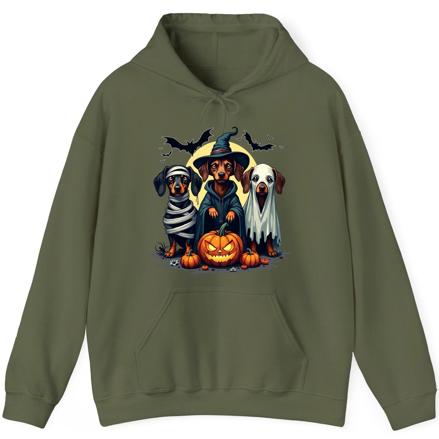 Dachshund Halloween Costumes dachshunds Hoodie Military Green product mockup