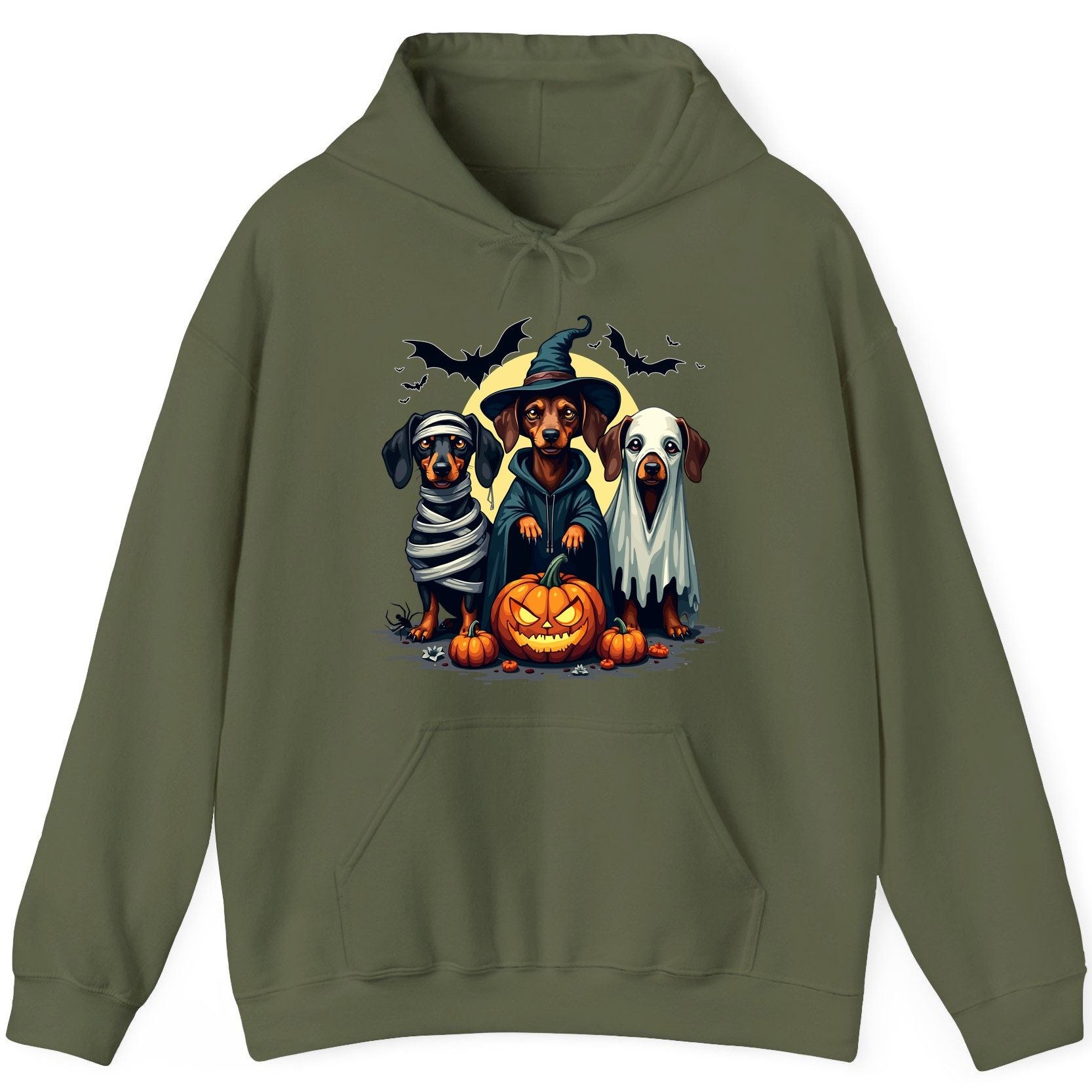 Dachshund Halloween Costumes dachshunds Hoodie Military Green product mockup