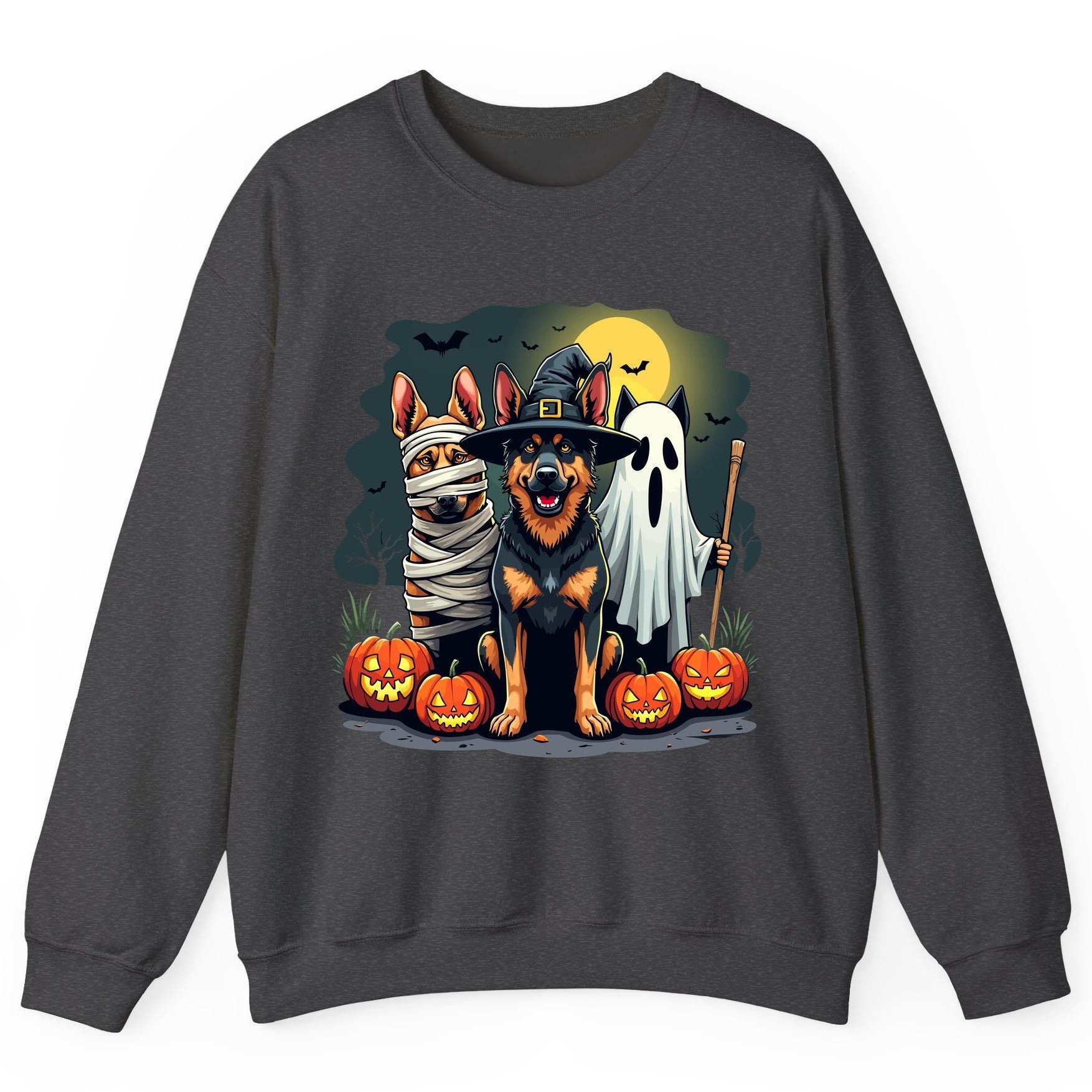 Halloween Dogs in Costumes Halloween dogs Sweatshirt Dark Heather product mockup