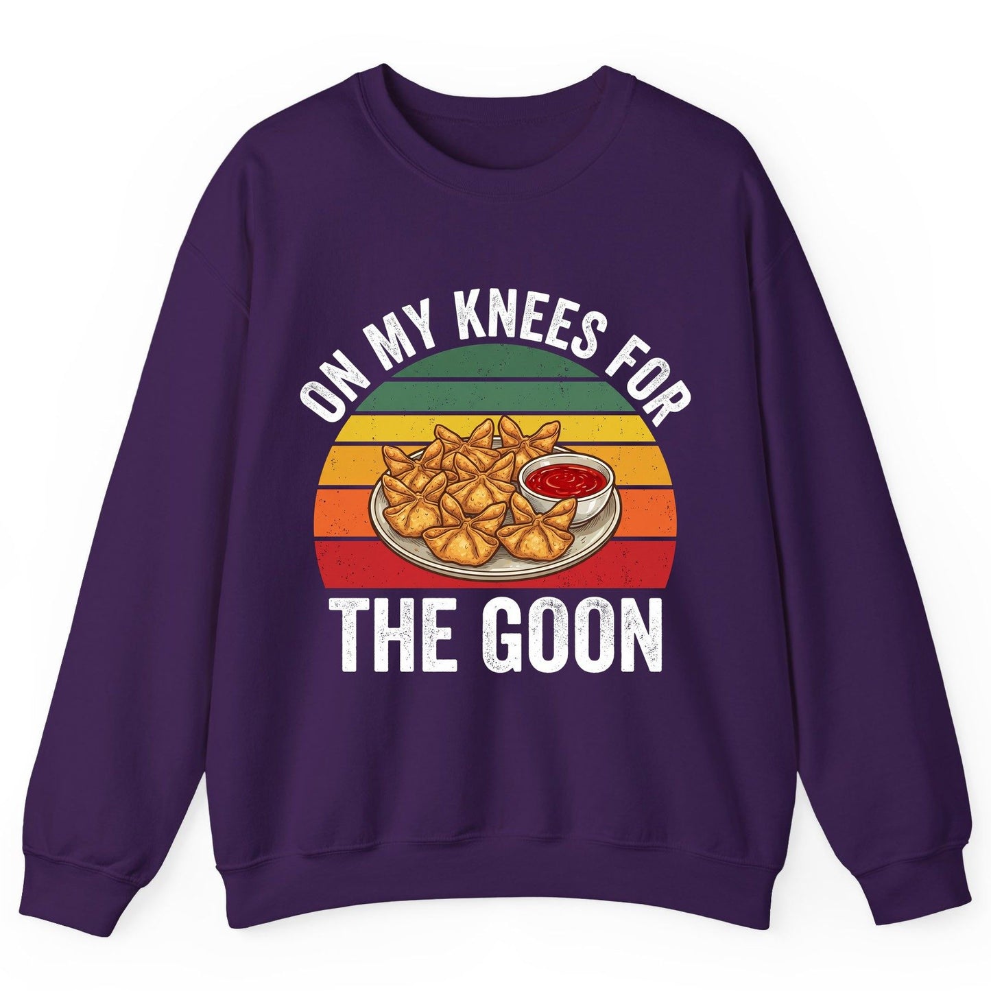 On My Knees for the Goon crab rangoon Sweatshirt Purple product mockup