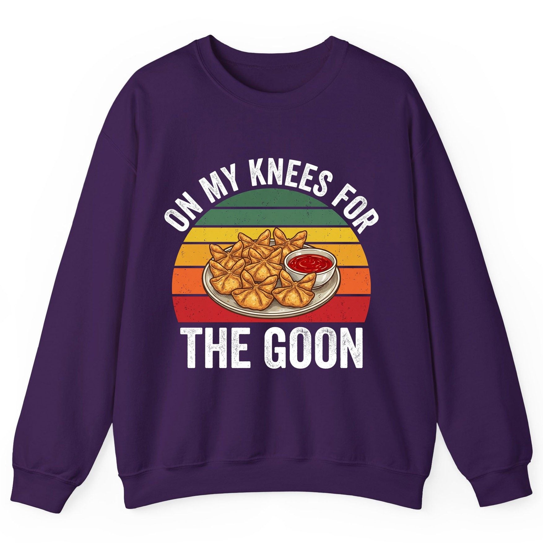 On My Knees for the Goon crab rangoon Sweatshirt Purple product mockup