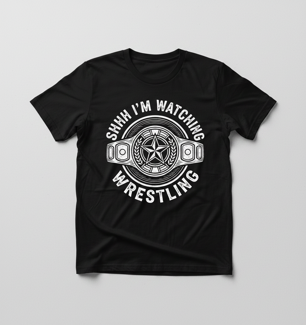 Shhh I'm Watching Wrestling Championship Belt T-Shirt - Black