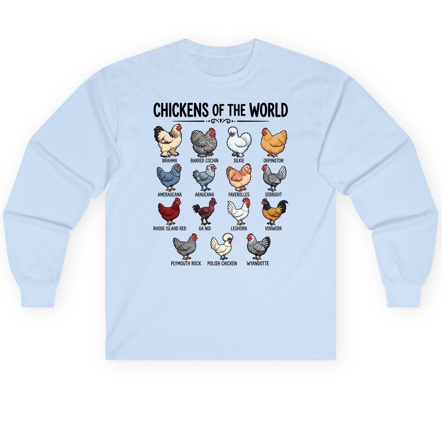 Breeds of the World, Brahma, Barred Cochin, Silkie, Orpington, Ameraucana, Araucana, Faverolles, Sebright, Rhode Island Red,