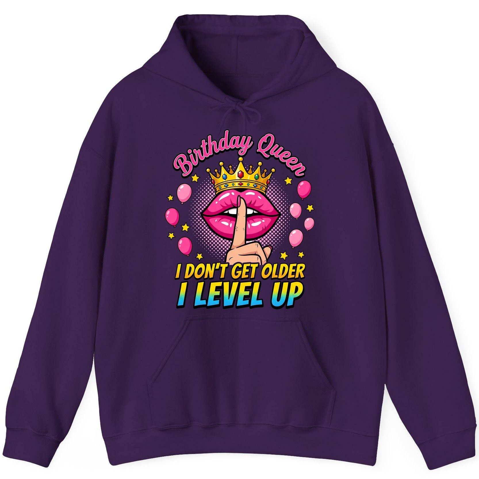 Birthday Queen I Don't Get Older I Level Up gamer birthday Hoodie Purple product mockup