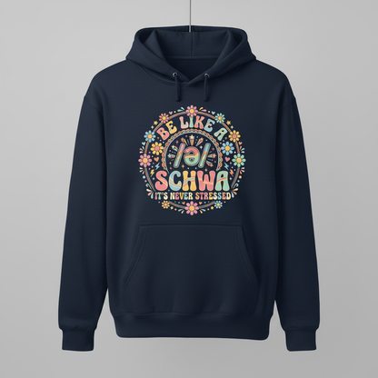 Retro Groovy Schwa Linguistics Pun Design Hoodie - Navy