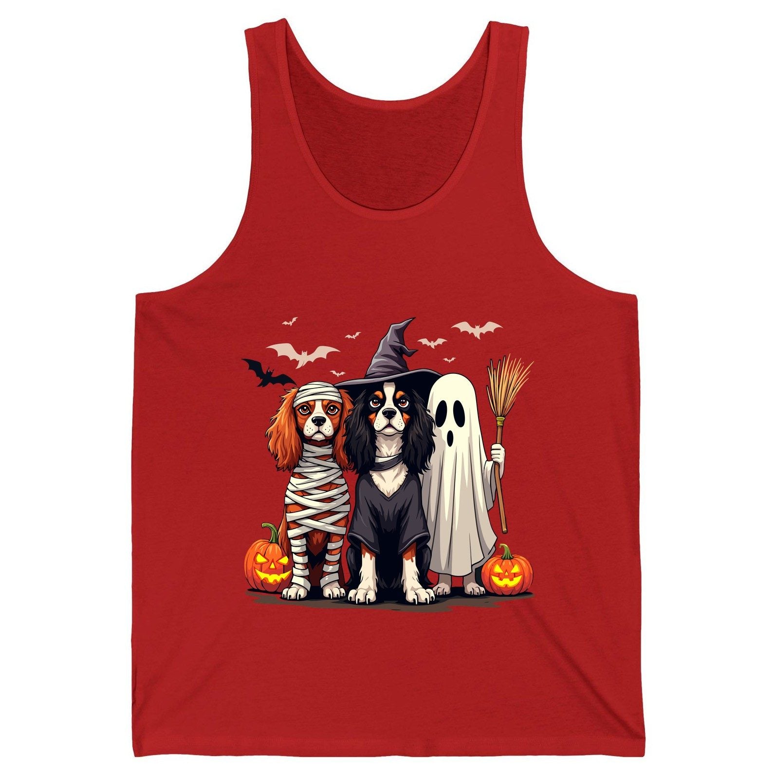 Cavalier Spaniel Halloween Dogs cavalier king charles spaniel Tank Top Red product mockup