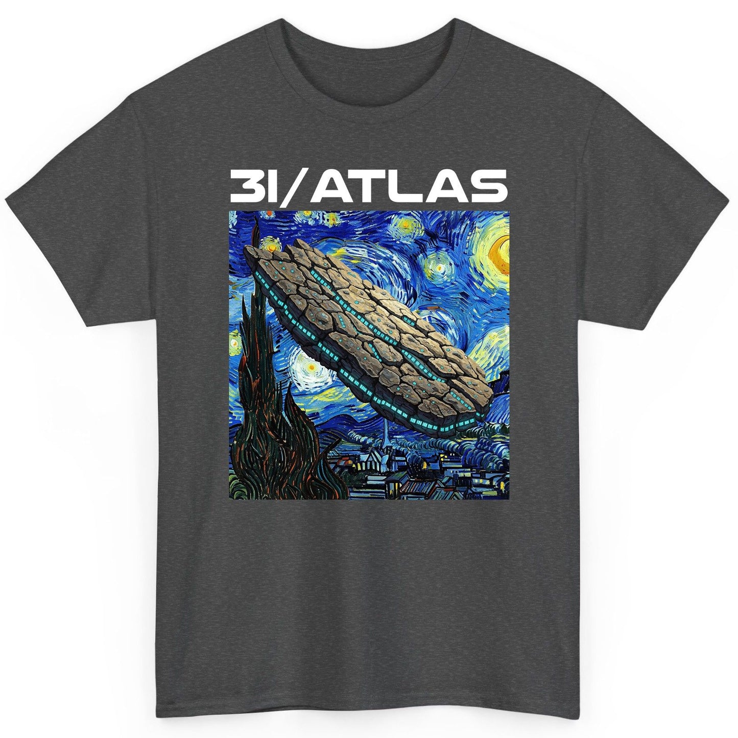 31 Atlas van gogh sci-fi mashup T-Shirt Dark Heather product mockup