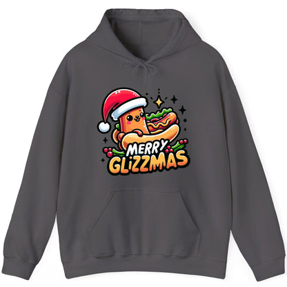 Merry Glizzmas hot dog Hoodie Charcoal product mockup