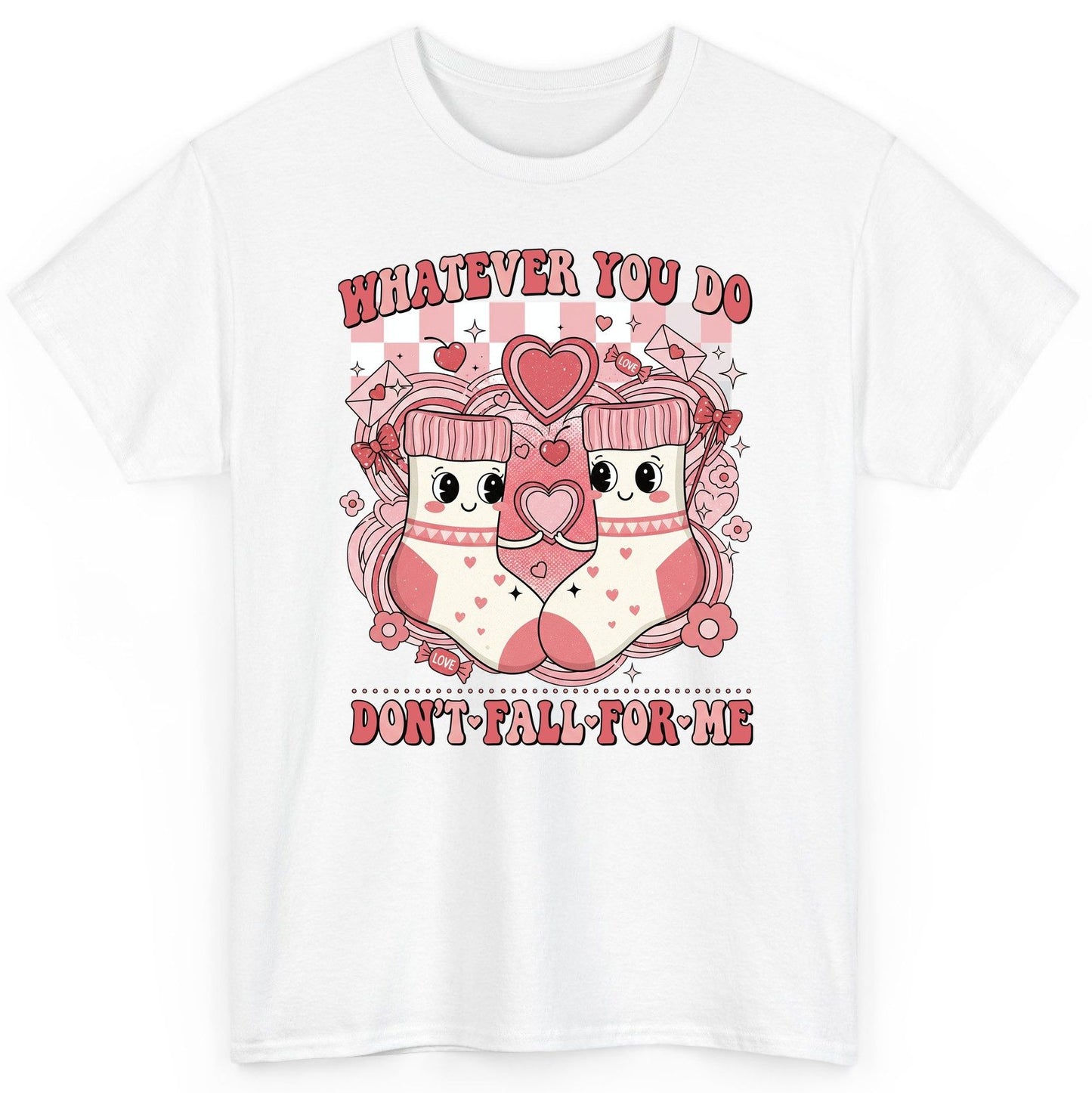 Whatever You Do Don't Fall for Me anti-Valentine's Day T-Shirt White product mockup