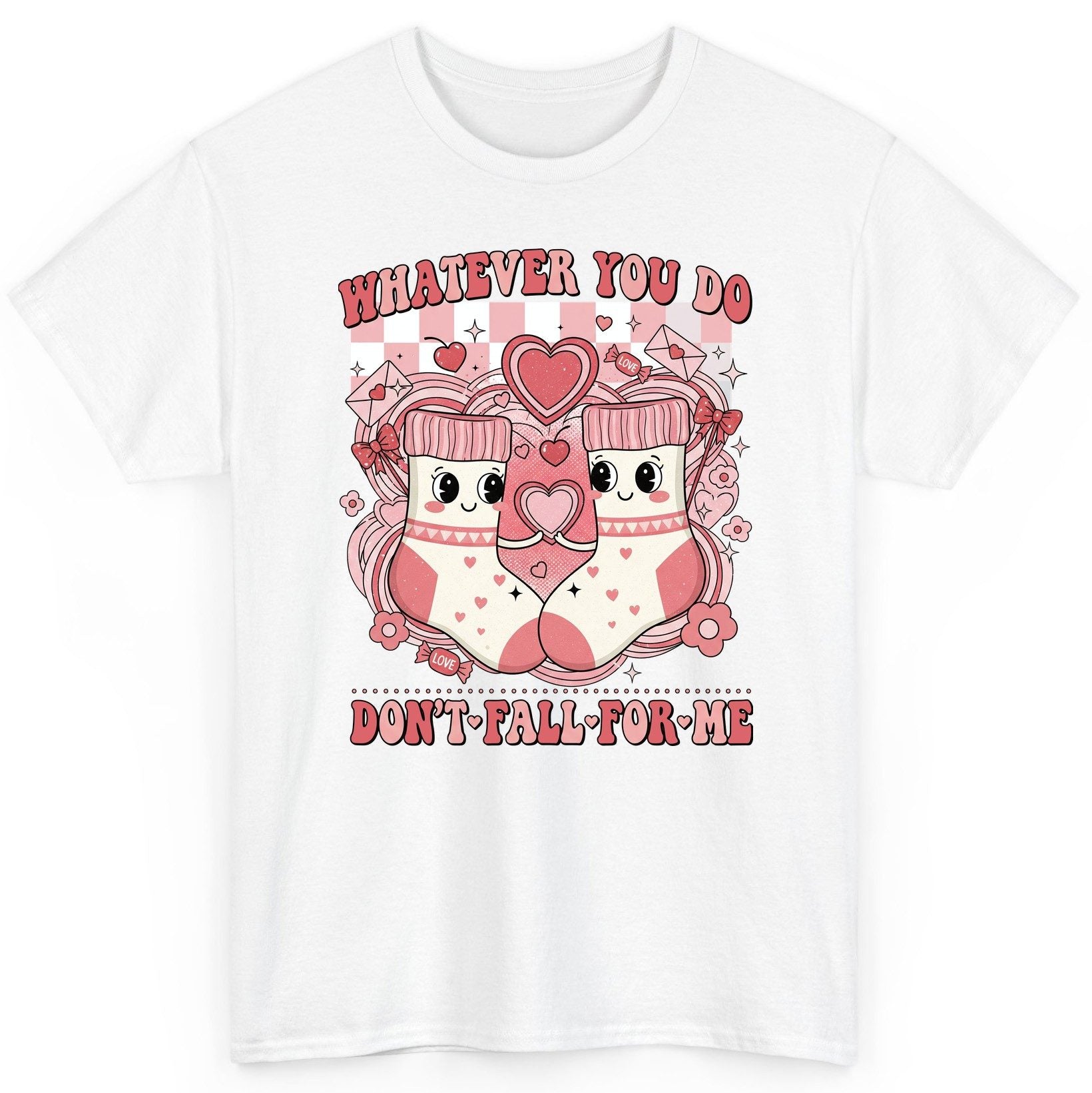 Whatever You Do Don't Fall for Me anti-Valentine's Day T-Shirt White product mockup
