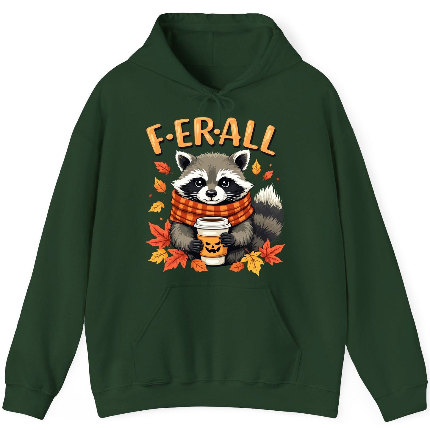 F ER All raccoon Hoodie Forest Green product mockup