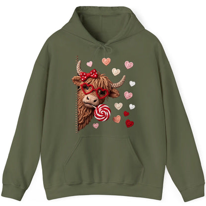 Crochet Valentine's Highland Cow highland cow Hoodie Military Green product mockup