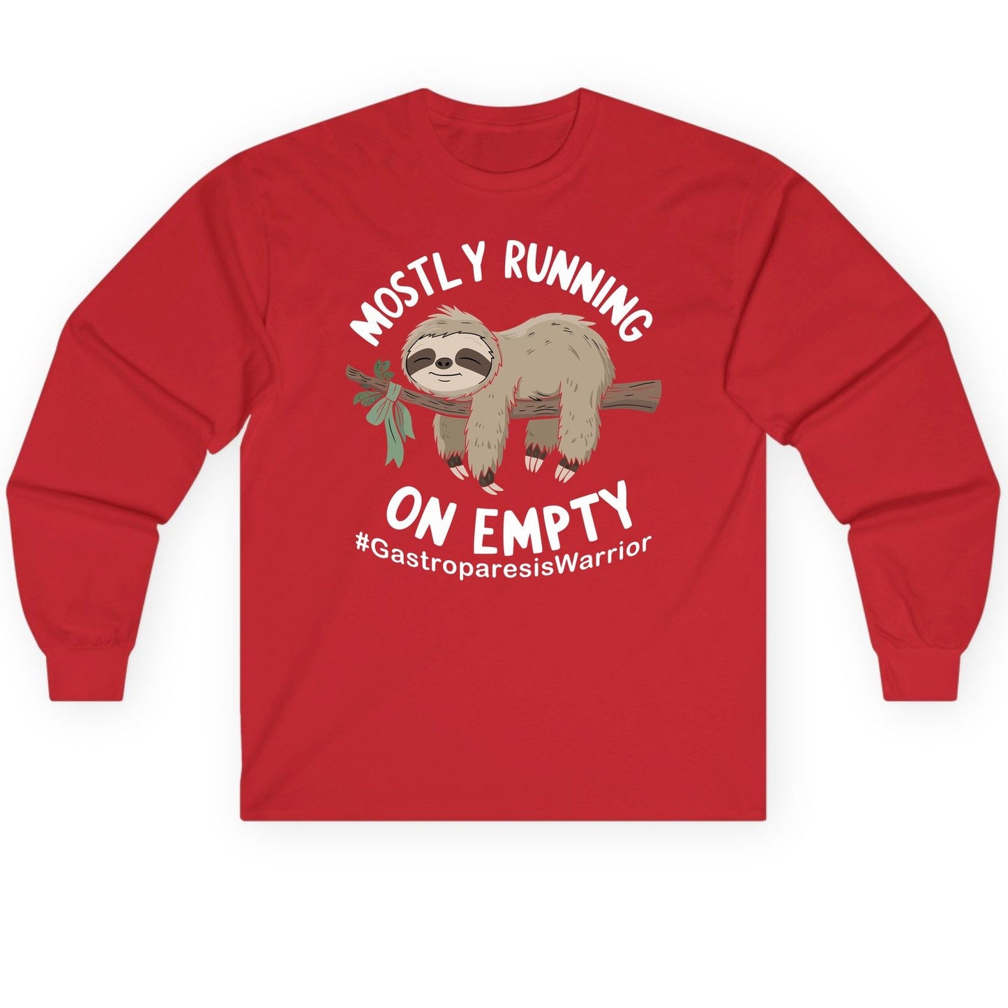 Mostly Running on Empty Gastroparesiswarrior gastroparesis awareness Long Sleeve Tee Red product mockup