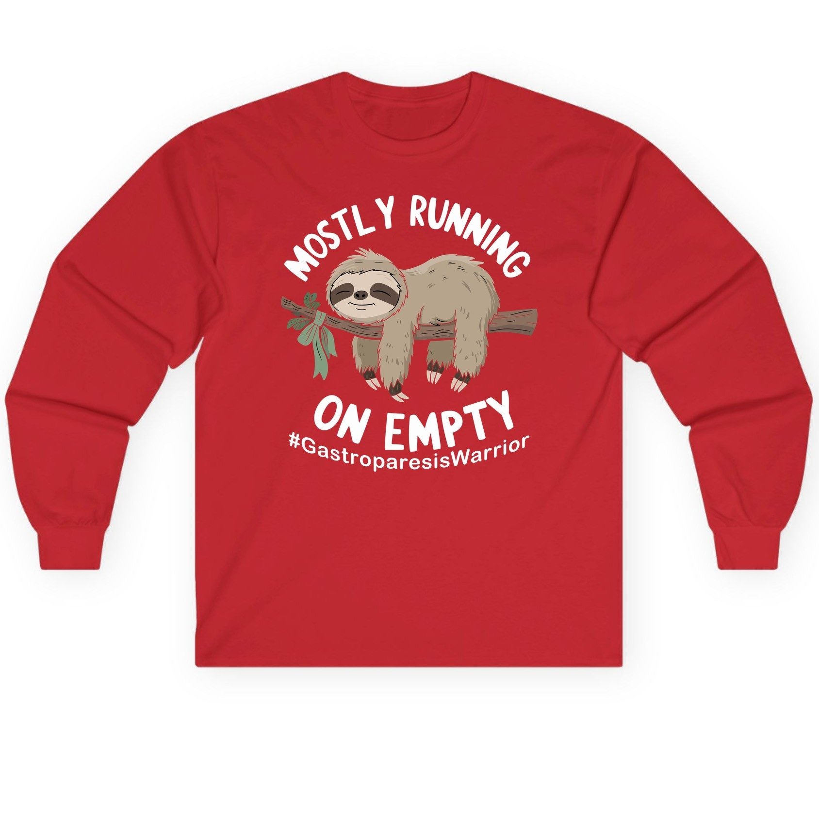 Mostly Running on Empty Gastroparesiswarrior gastroparesis awareness Long Sleeve Tee Red product mockup