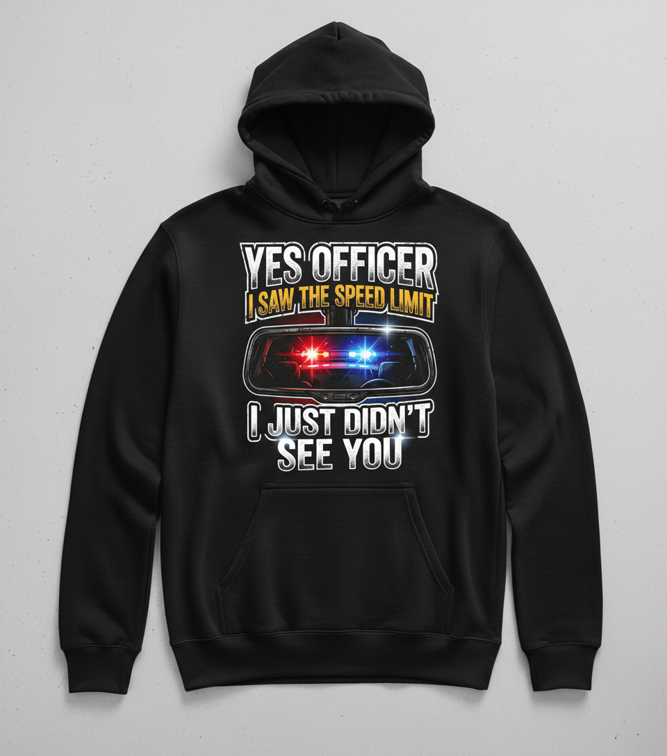 Funny Speeding Excuse Yes Officer I Saw The Speed Limit Hoodie - Black