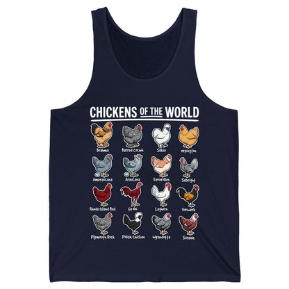 Chickens of the World chicken breeds Tank Top Navy product mockup