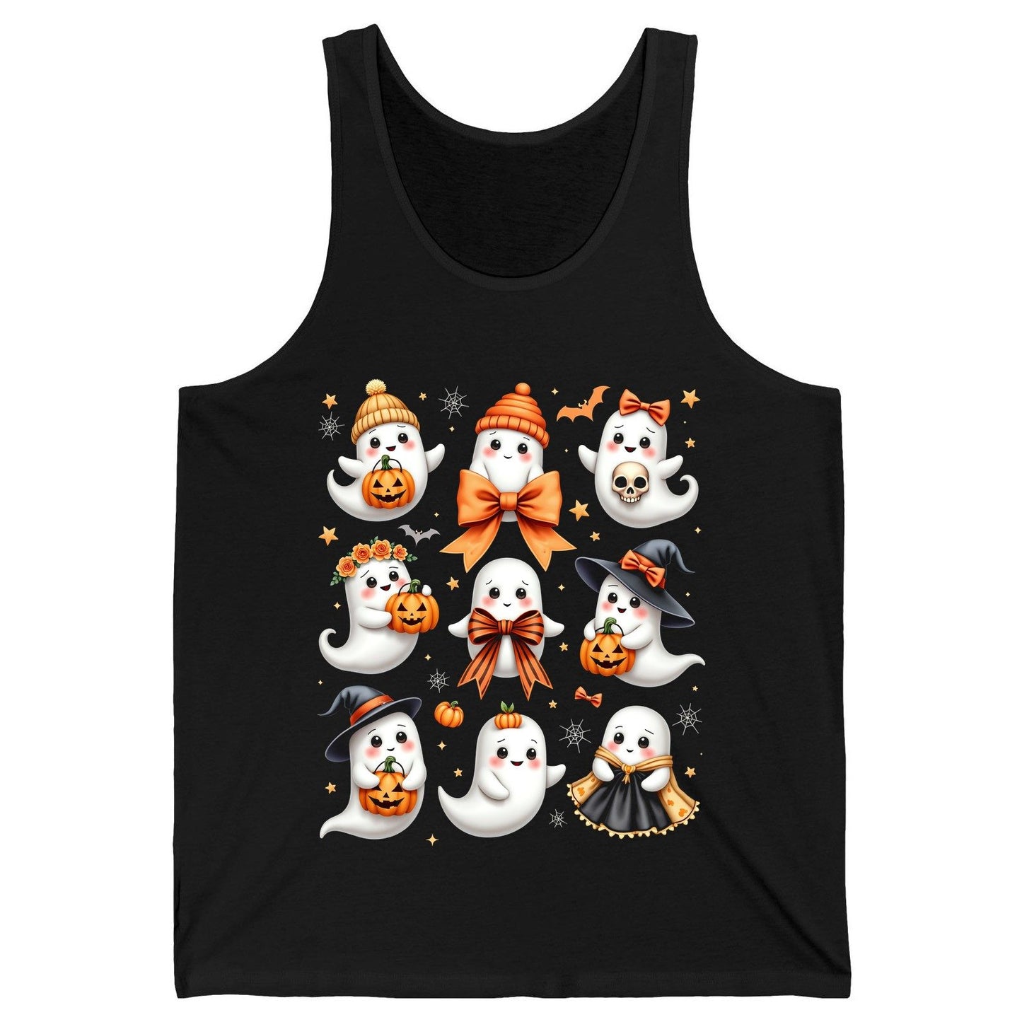 Cute Kawaii Ghosts Collection cute Halloween ghosts Tank Top Black product mockup