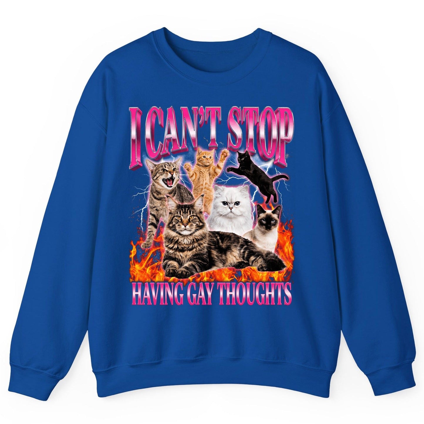 I Can't Stop Having Gay Thoughts cats Sweatshirt Royal product mockup