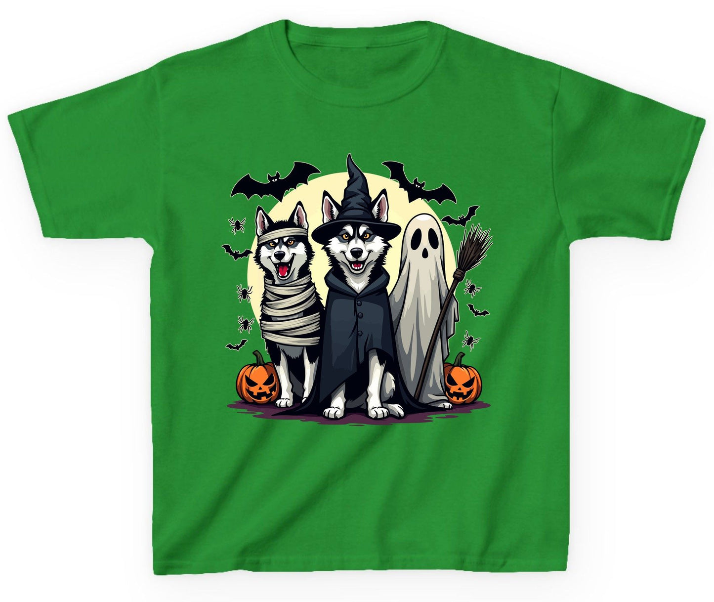 Halloween Huskies in Costumes Halloween huskies Youth T-Shirt Irish Green product mockup