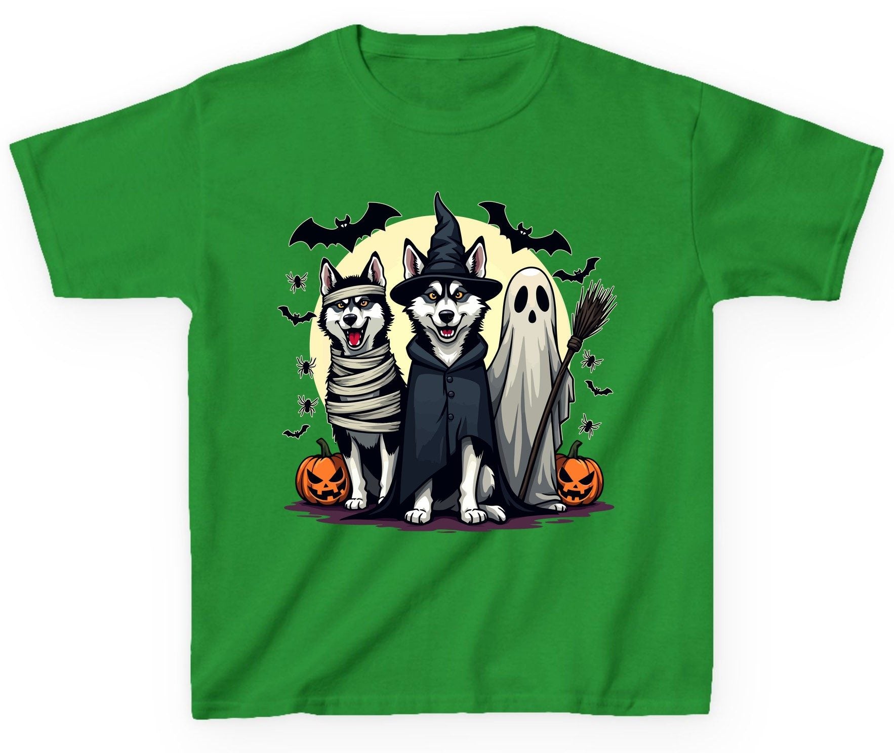 Halloween Huskies in Costumes Halloween huskies Youth T-Shirt Irish Green product mockup