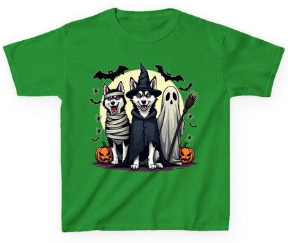 Halloween Huskies in Costumes Halloween huskies Youth T-Shirt Irish Green product mockup