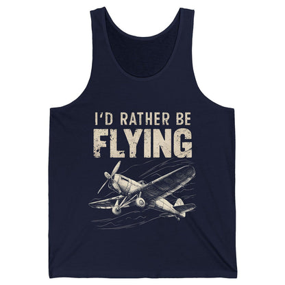 I'd Rather Be Flying vintage propeller plane Tank Top Navy product mockup